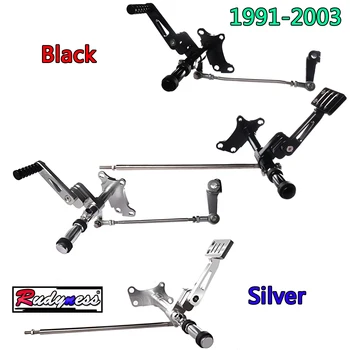 Siyah Gümüş Sığ Kesim İleri Kontrolleri Bağlantı Ayak Pegs İle Harley 1991-2003 Sportster XL 883 1200 Modelleri